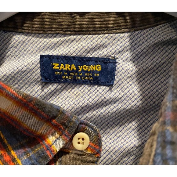 Zara Young Flannel Shirt size Medium, Brown Red‎ Orange, Cotton, Long Sleeve - Picture 3 of 5